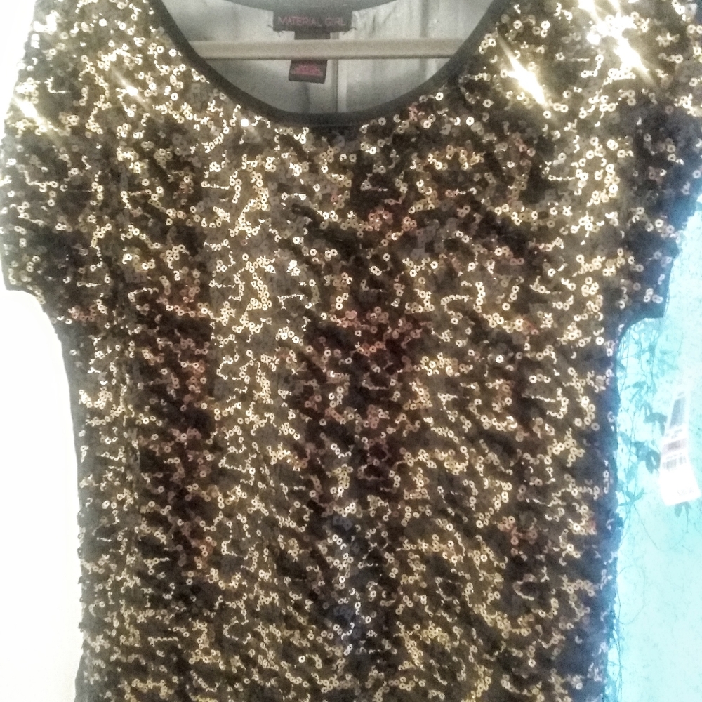 Gold Sequin Blouse Short Sleeve